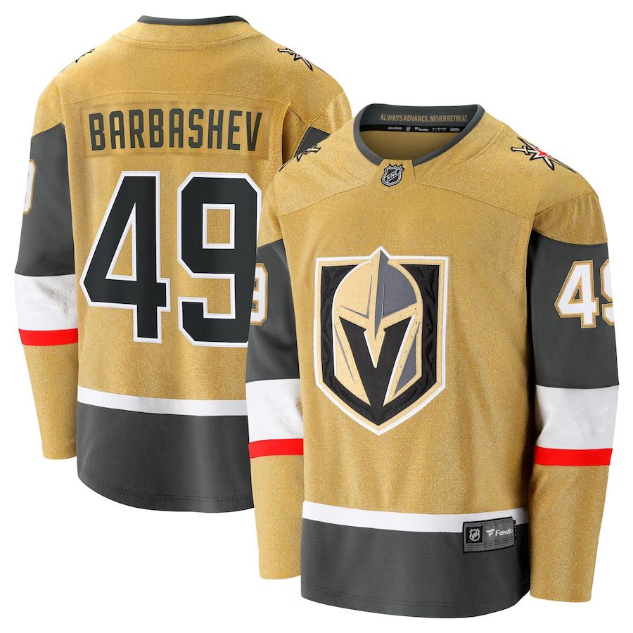 Men Vegas Golden Knights 49 Ivan Barbashev Fanatics Branded Gold Home Breakaway NHL Jersey